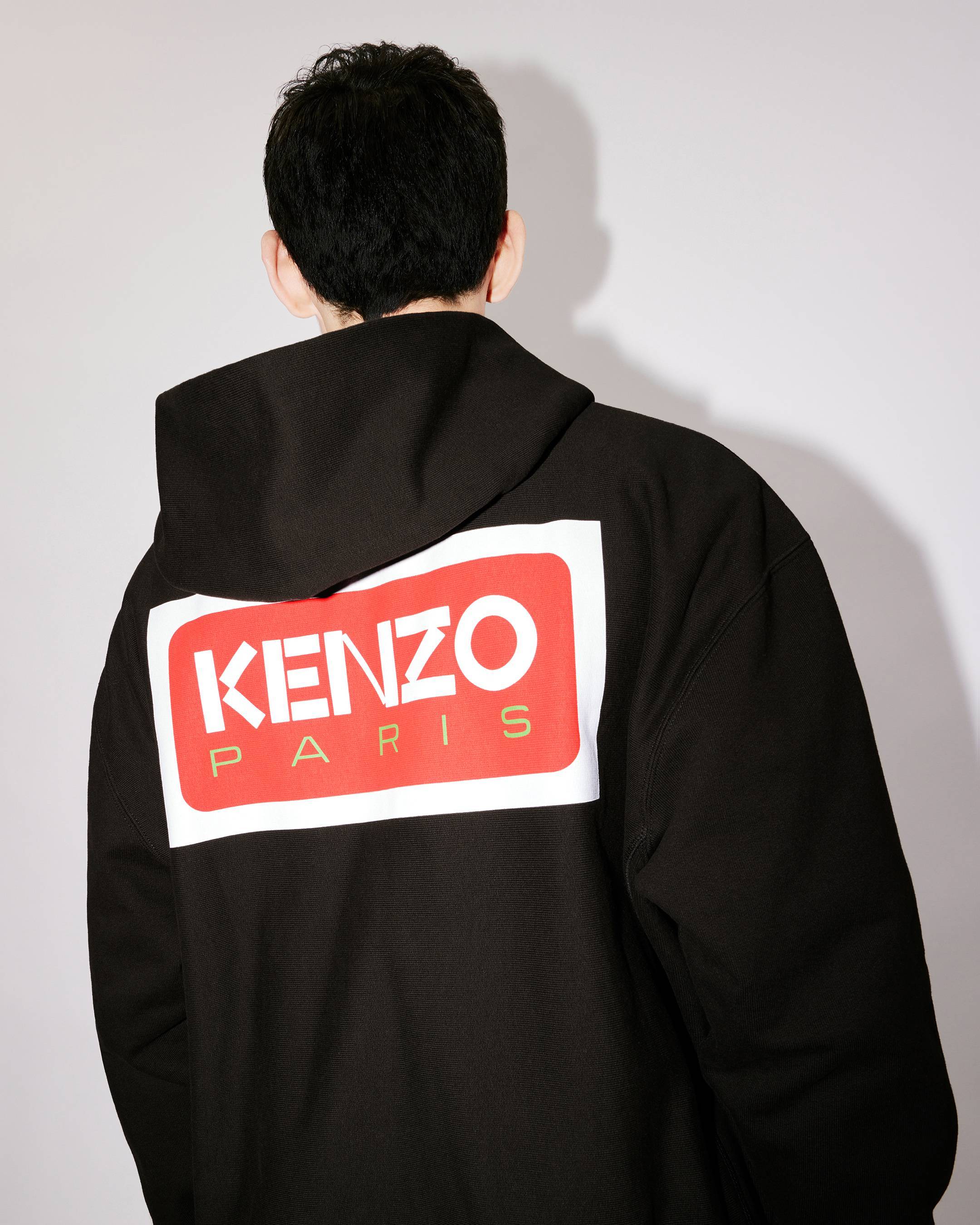 Kenzo Logo-embroidered Stretch-cotton Hoodie In Black