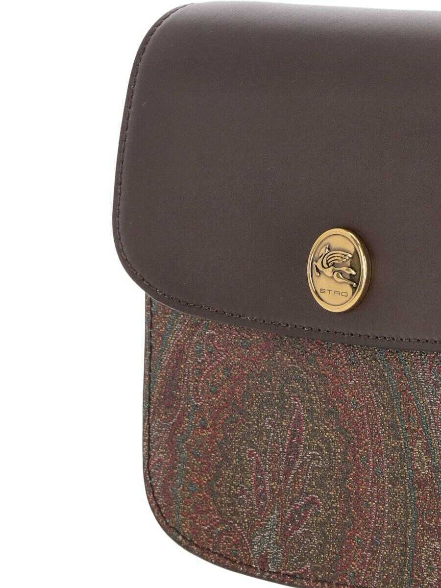 Etro Paisley Printed Essential Shoulder Bag In Black