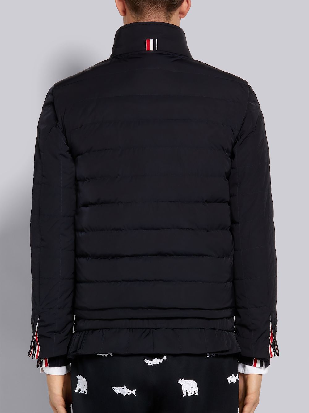 Thom Browne 4-bar Motif Puffer Gilet In Black
