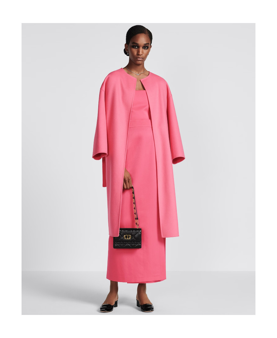 Dior Tie A Belt Overcoat In Pink
