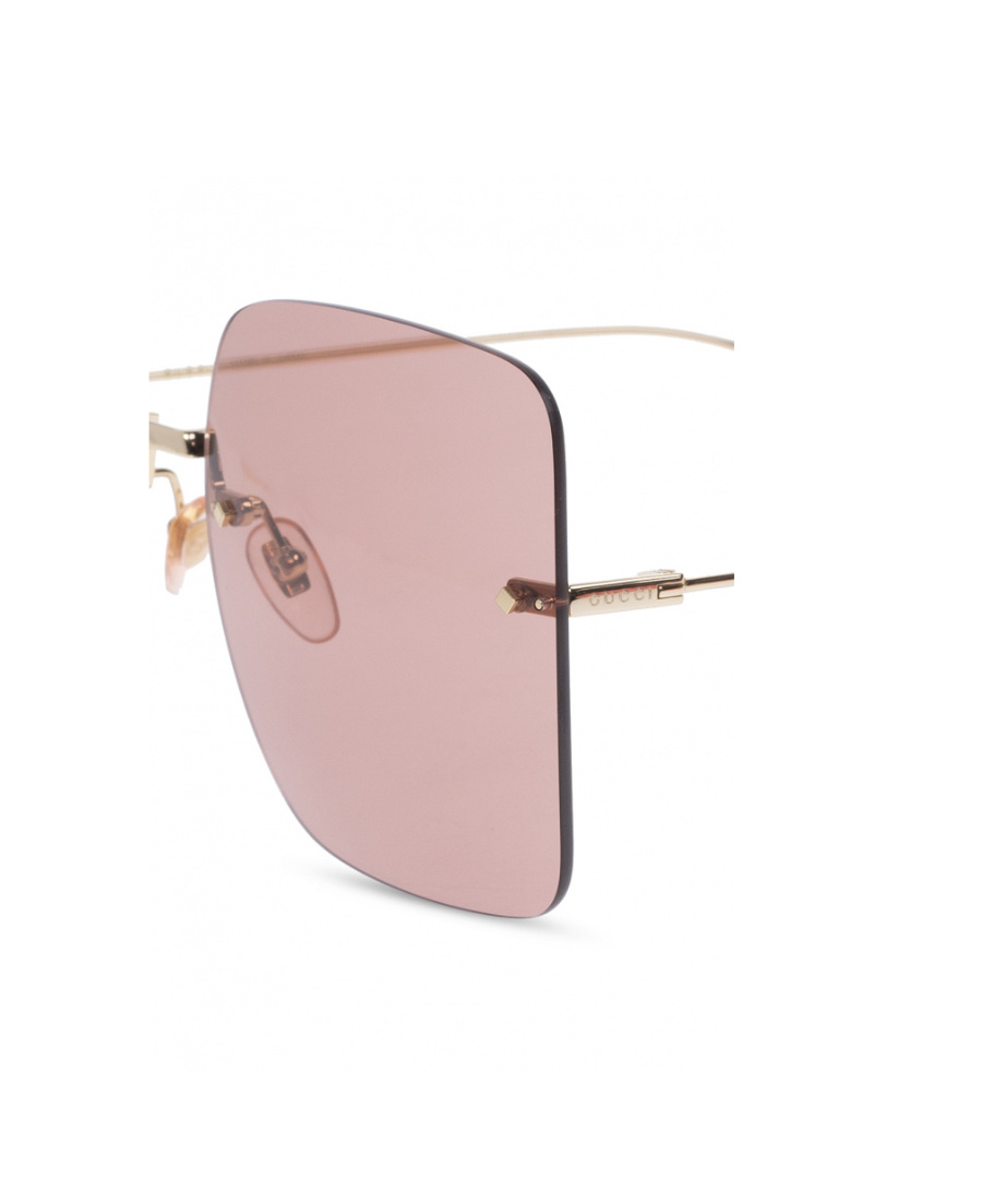 Gucci Logo-charm Square-frame Sunglasses In Nude