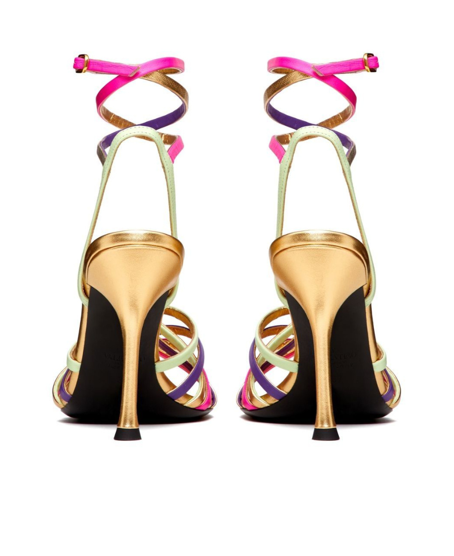 VALENTINO GARAVANI VALENTINO GARAVANI ROCKSTUD METALLIC OPEN TOE SANDALS