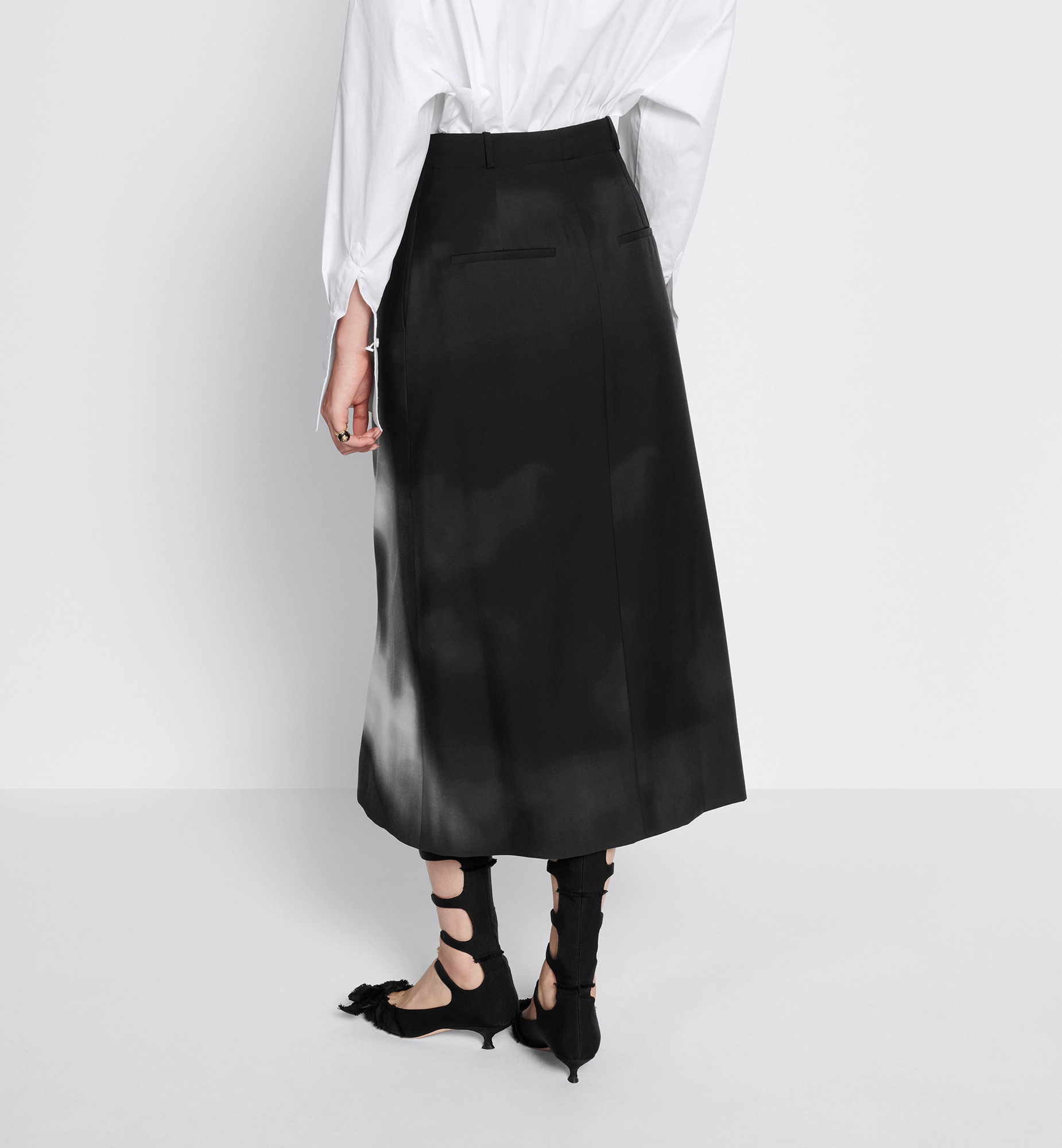 Dior Side Zipper Medium Length Skirt In Black