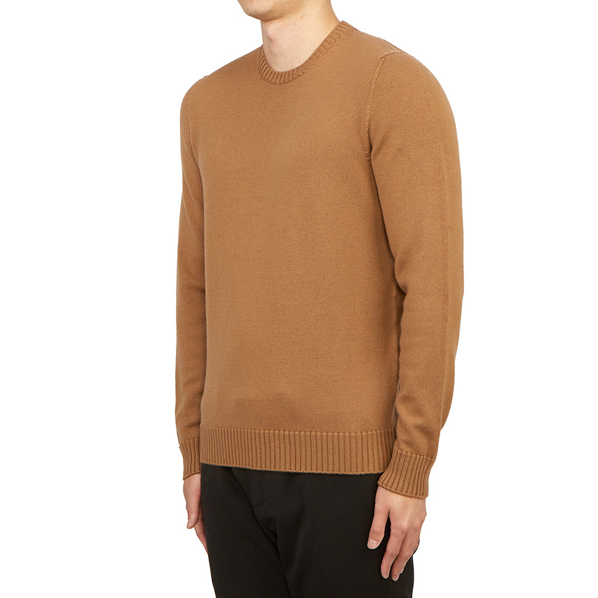 Drumohr Merino Wool Crew-neck Sweater In Brown