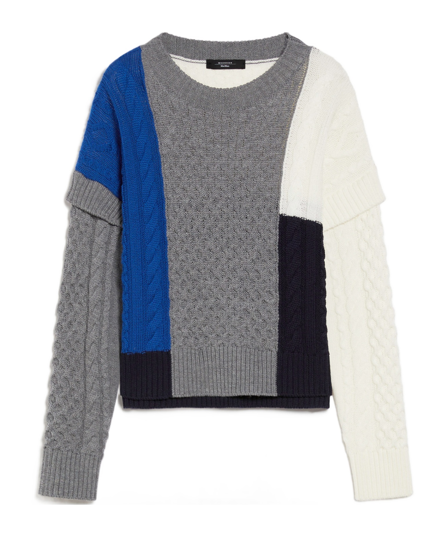 Weekend Max Mara Wool Quilted Sweater In Gray