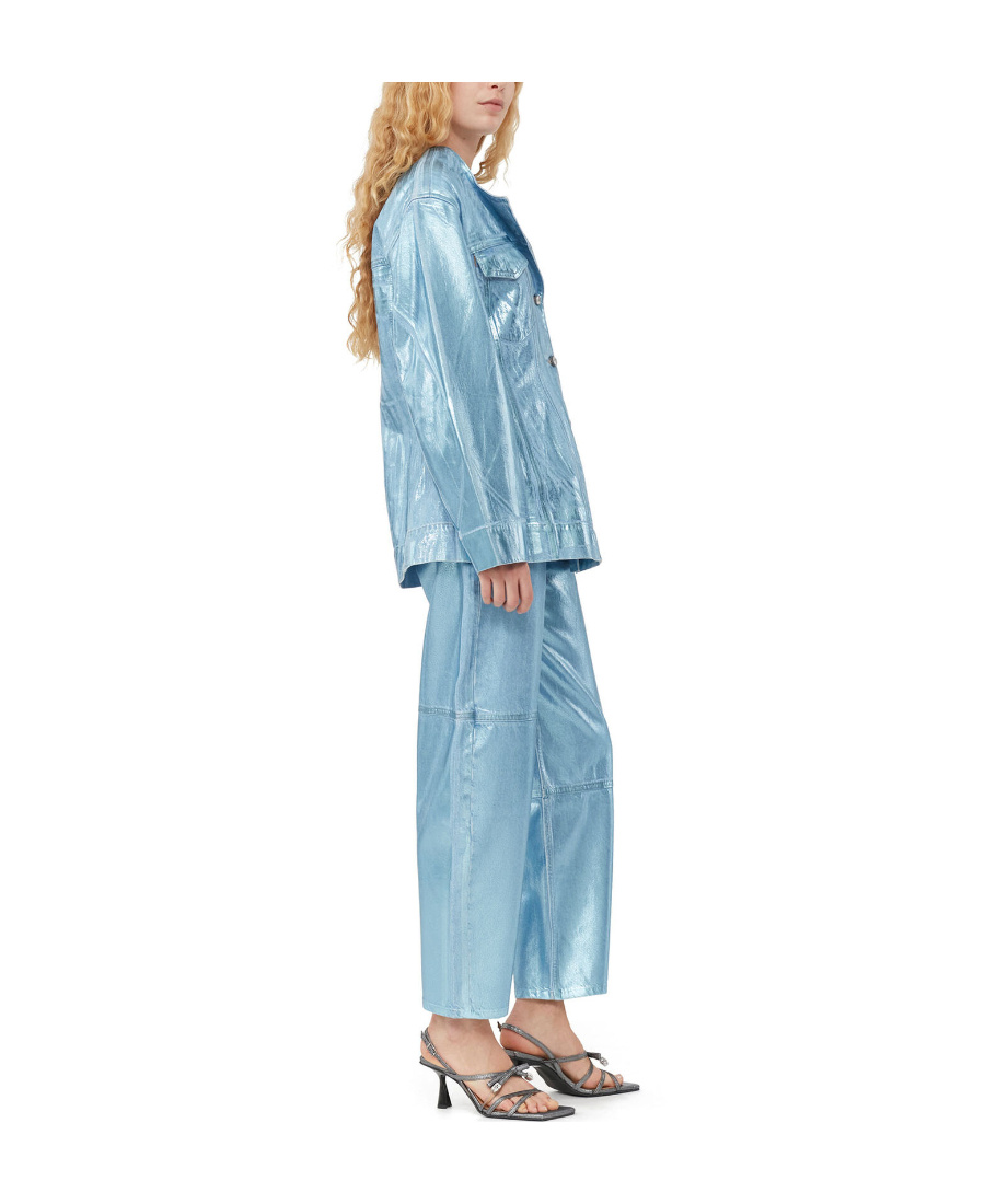 Ganni Woman Denim Outerwear Blue Size 4 Organic Cotton In Blue