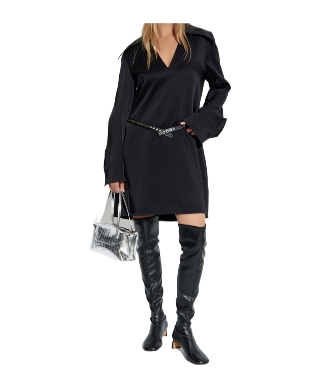 Jil Sander Oversized-collar Shirt Dress In Black