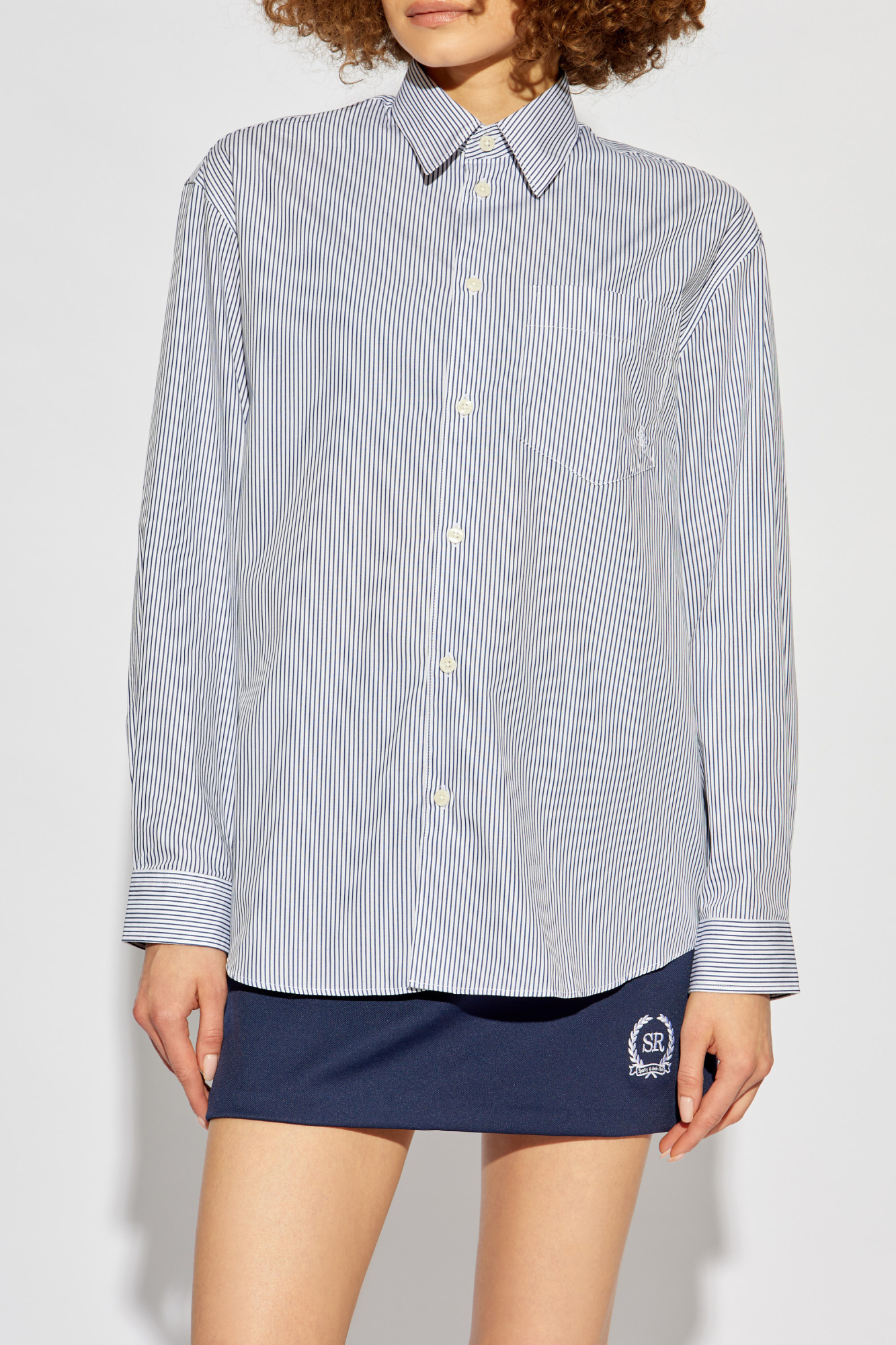 Sporty And Rich Sporty Rich Striped Logo-embroidered Shirt In Green