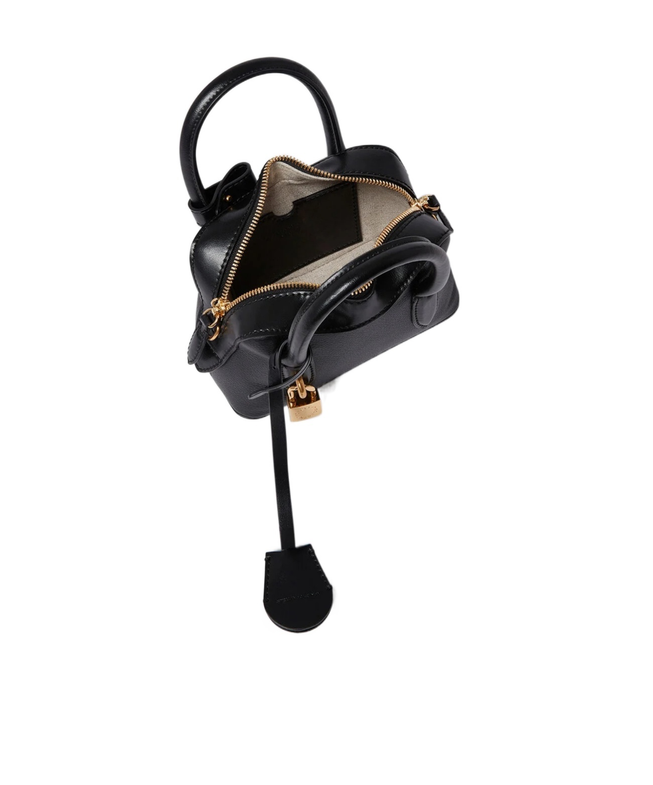 Stella Mccartney Ryder Black Small Handbag With Two Top Handles And Front Padlock Detail With Logo In Ecoleather Woma