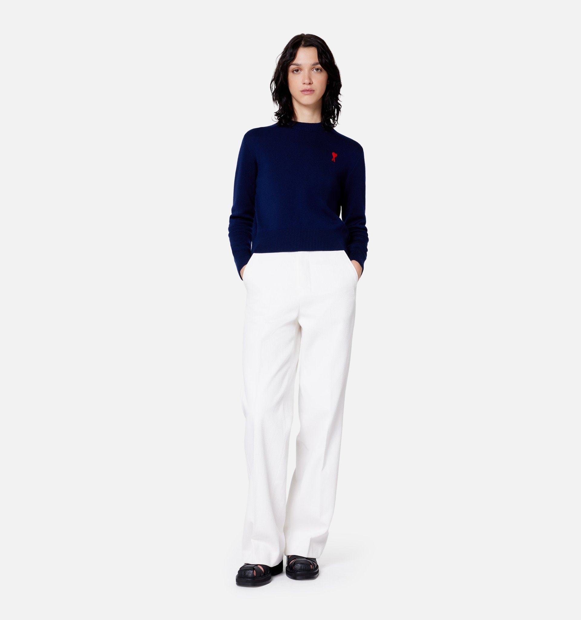 Ami Alexandre Mattiussi High-waist Straight-leg Trousers In White
