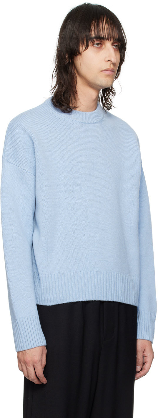 Ami Alexandre Mattiussi Shoulder Wool Sweater In Blue