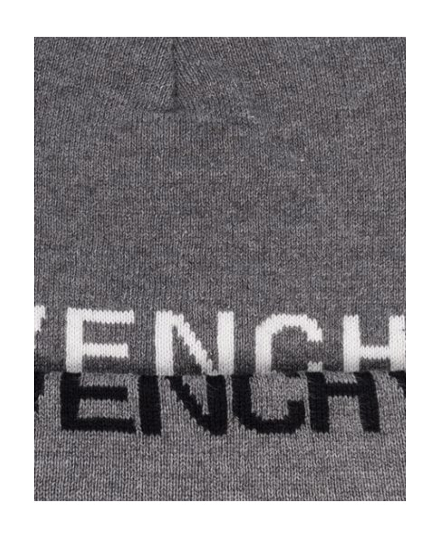 Givenchy Logo Knitted Beanie In Gray