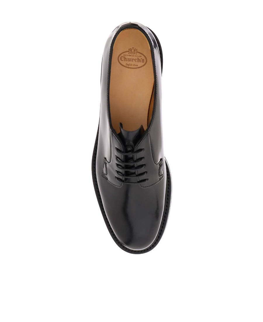 Church's Polished Black Leather Derby Shoes With Rounded Toe
