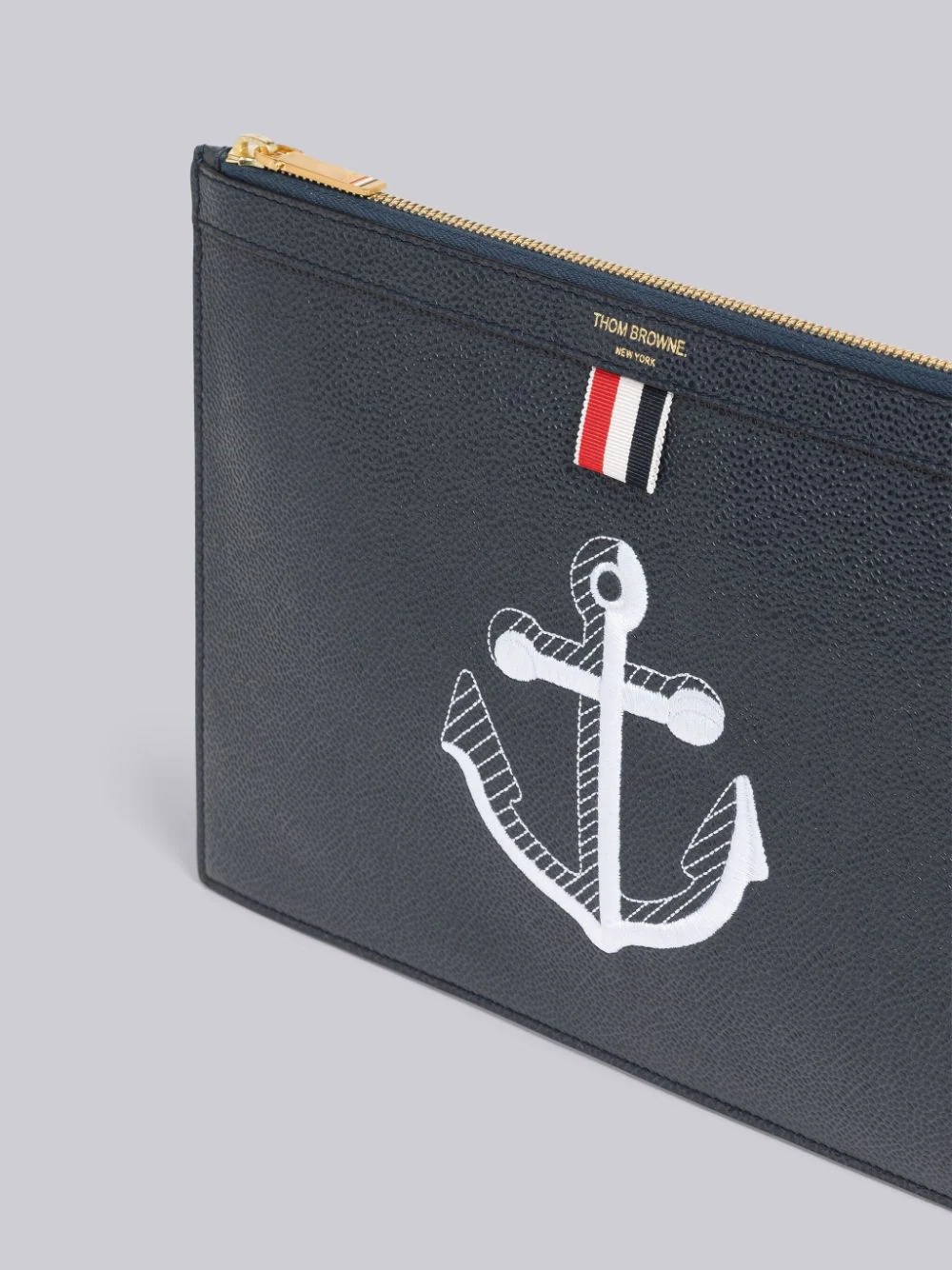 Thom Browne Anchor Embroidered Clutch In White