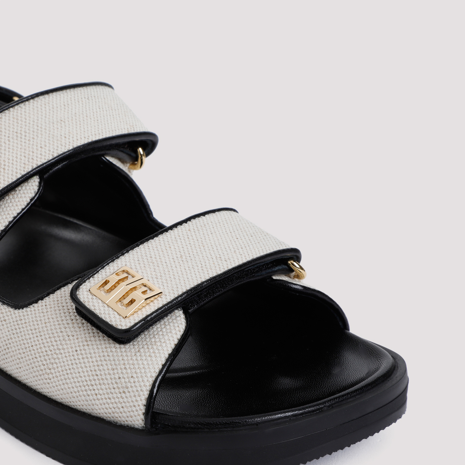 Givenchy 4g Logo-embellished Leather-trimmed Canvas Sandals In White
