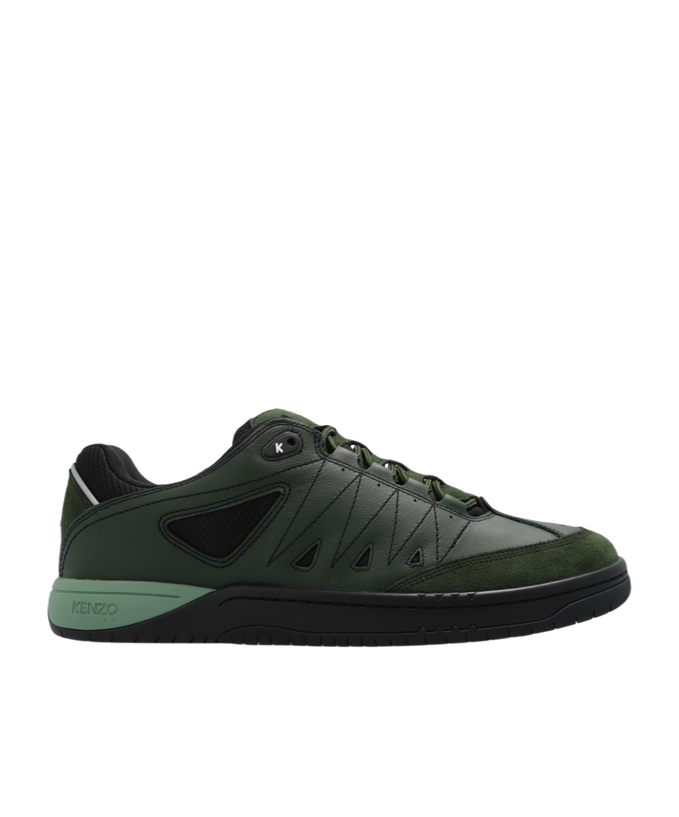 Kenzo Mesh-panelled Leather Sneakers In Black