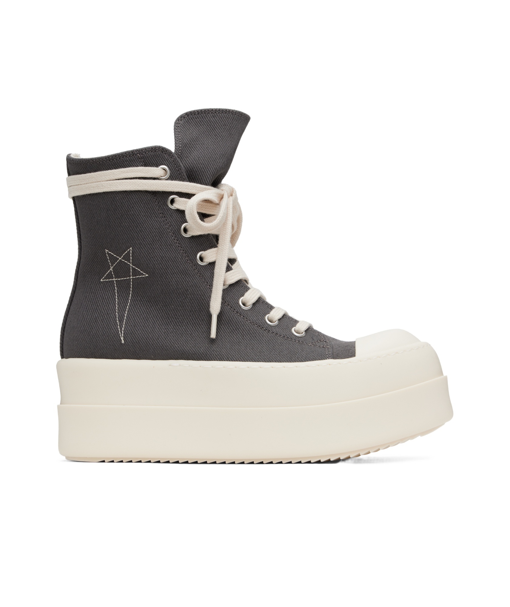 Rick Owens Drkshdw Round Toe High Top Casual Shoes In White