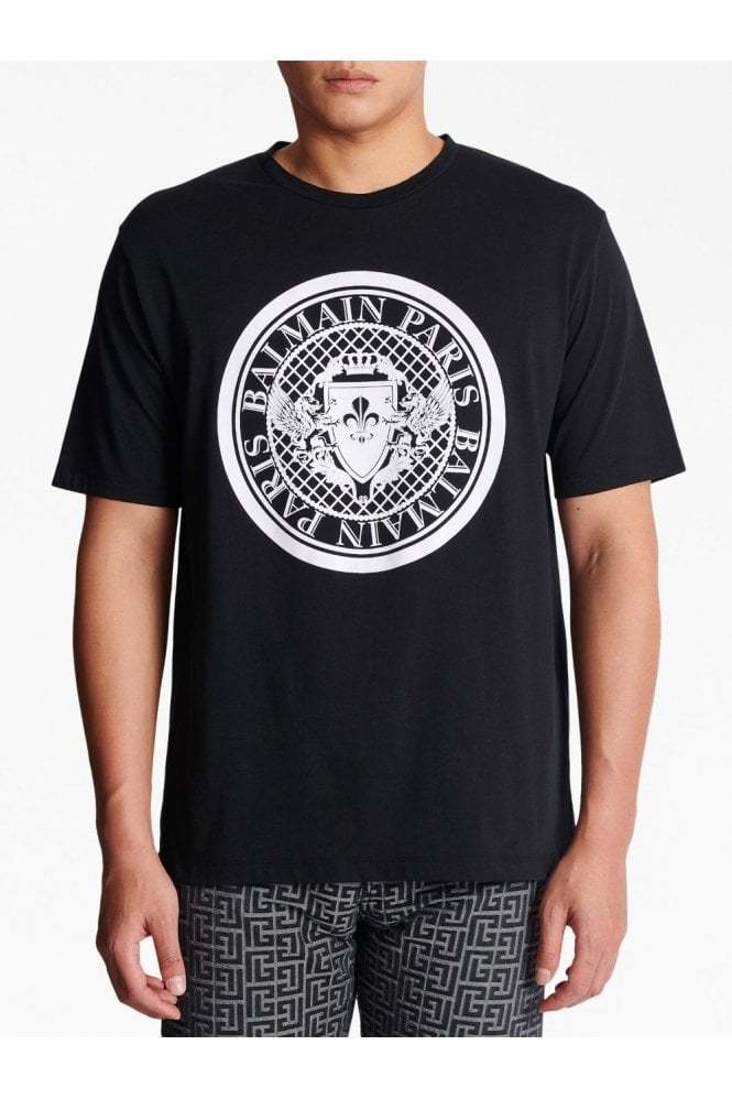 Shop Balmain Coin T-shirt In Black