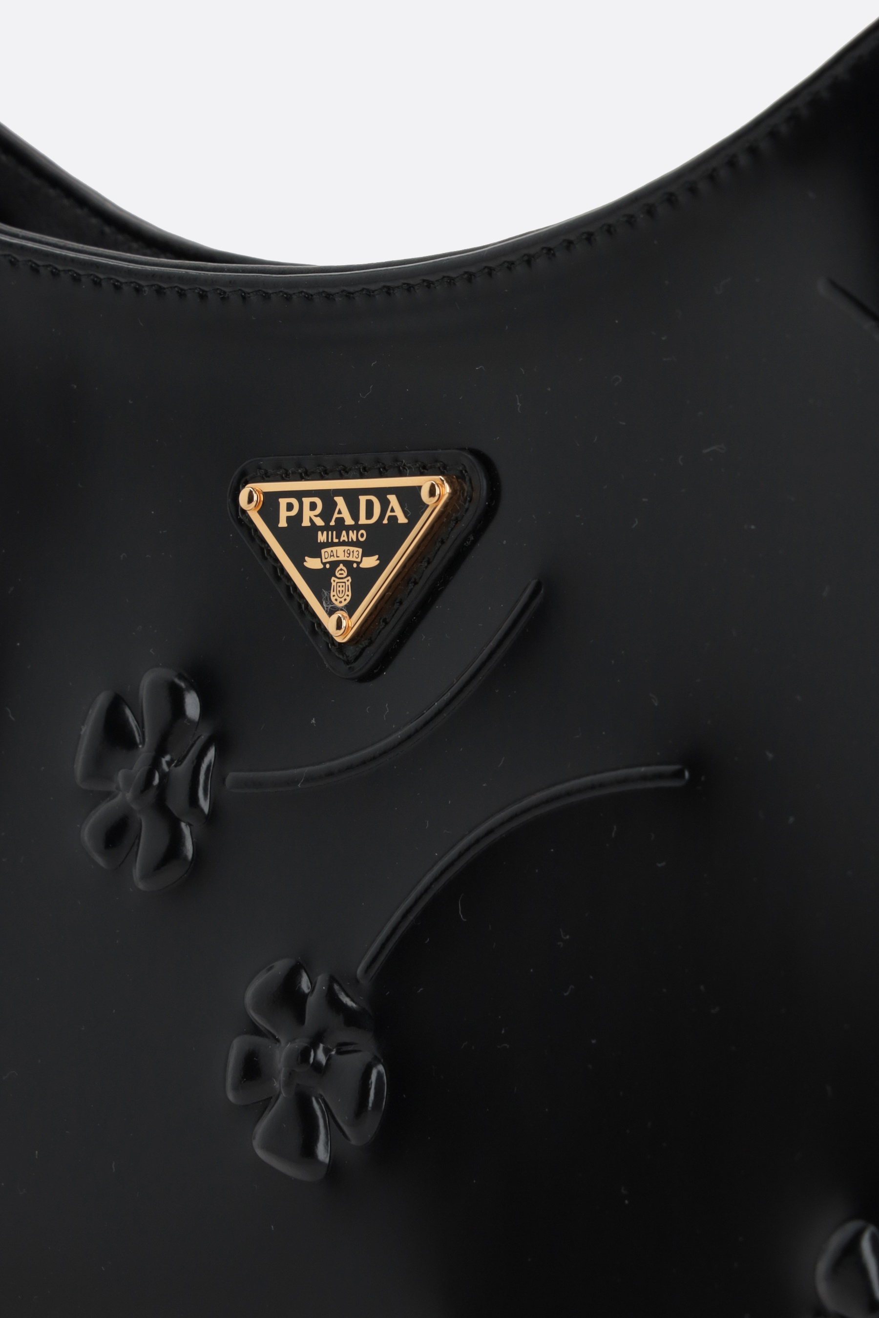 Prada Cleo Embossed-detail Shoulder Bag In Black