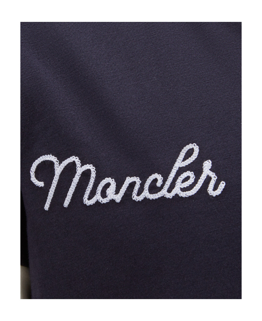 Moncler Logo-embroidered Cotton T-shirt In Blue