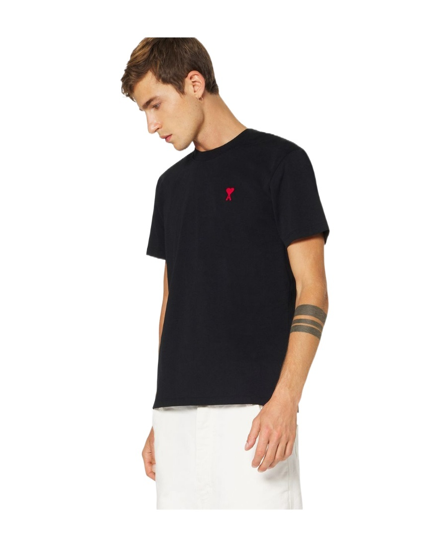 Ami Alexandre Mattiussi Ami Paris Ami De Coeur T-shirt In Organic Cotton In Black