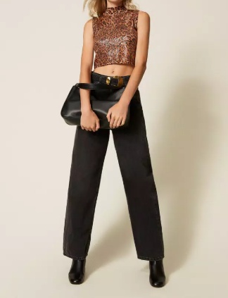 Twinset Leopard-print Sequin-embellished Top In Animal Print