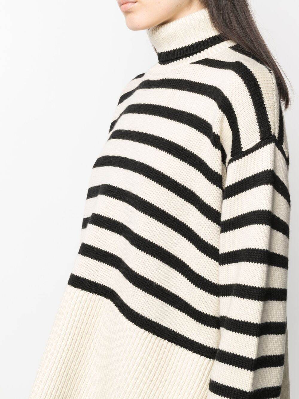Totême Striped Wool And Cotton-blend Turtleneck Sweater In Neutral