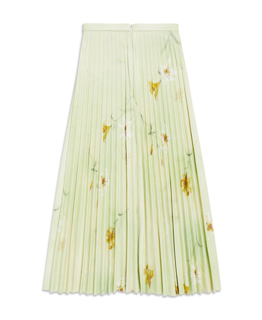 Balenciaga Plissierter Midirock Mit Blumen-print In Green