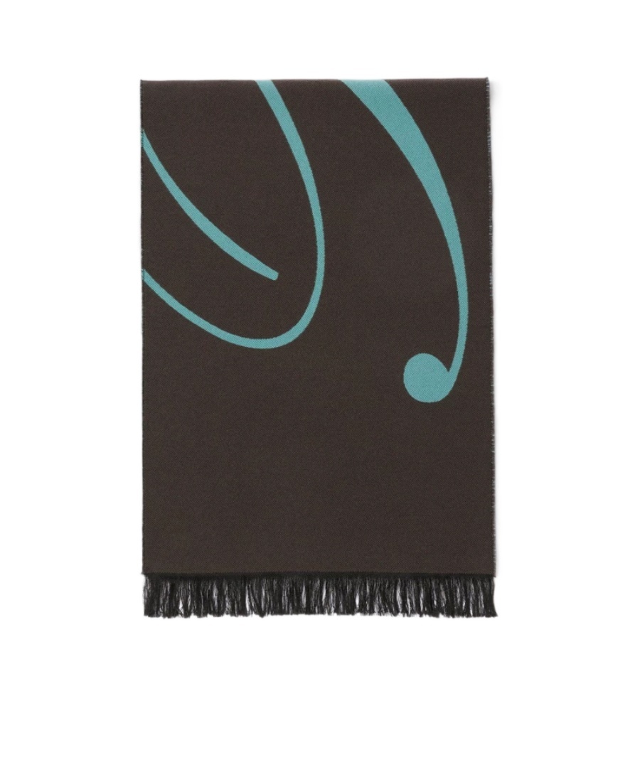 Burberry Logo Wool Silk Scarf In Black
