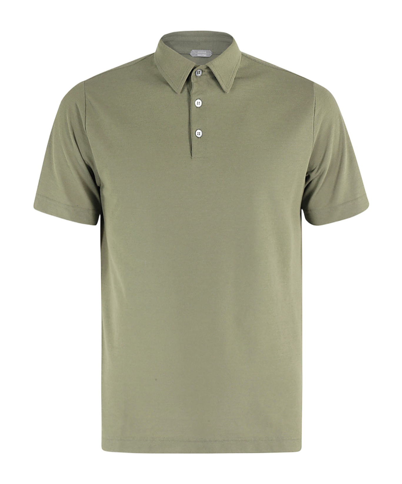 Zanone Green Ice Cotton Three Buttons Polo Shirt In Nude
