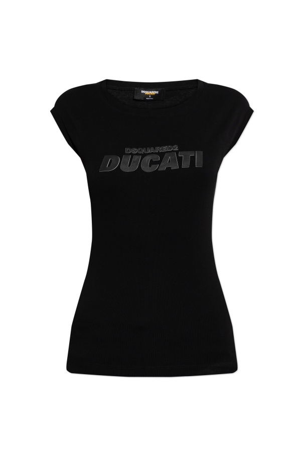 Dsquared2 X Ducati Logo Printed Crewneck T-shirt In Black