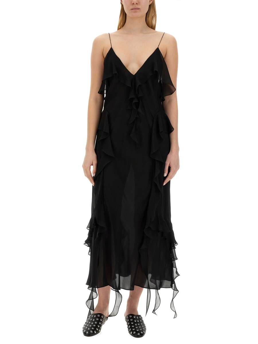 Khaite Pim Silk Georgette Midi Dress In Black