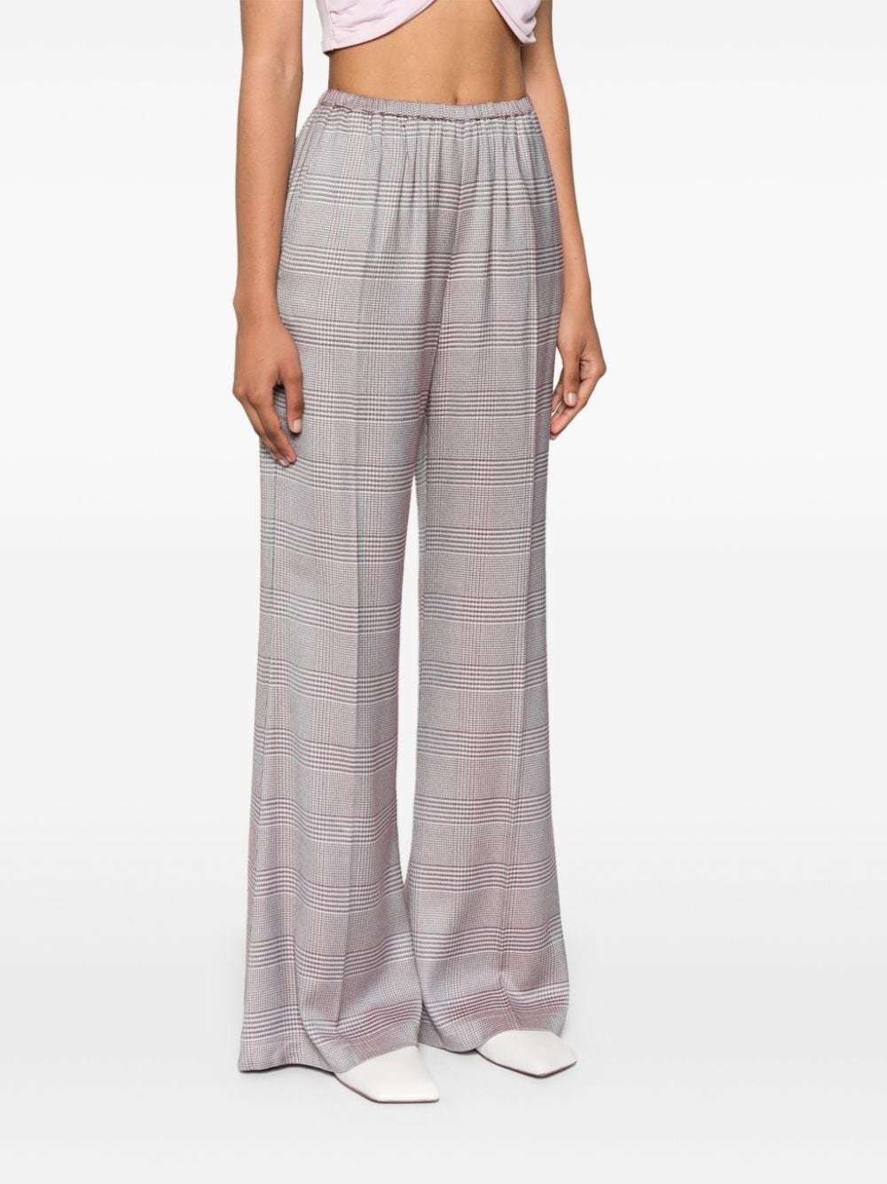 FORTE FORTE PLAID-CHECK FLARED TROUSERS