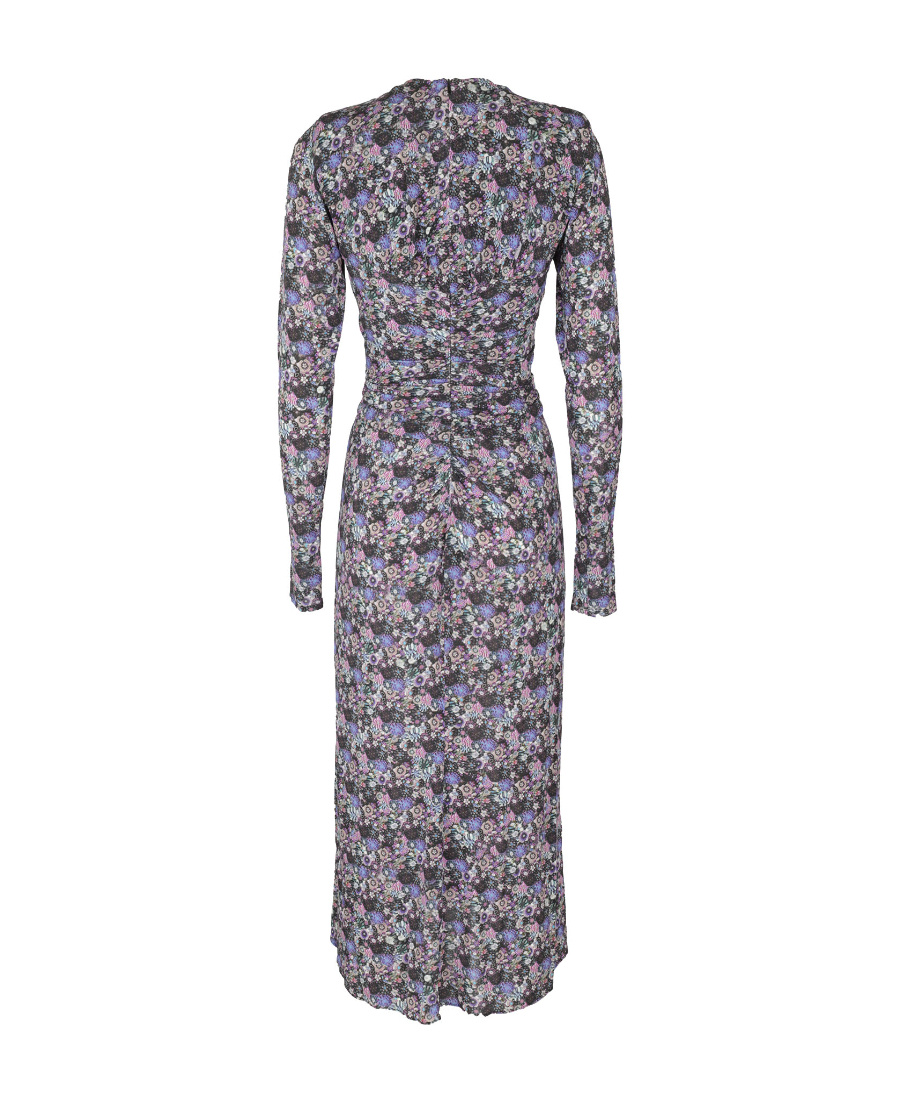 Isabel Marant Floral-print Long-sleeve Midi Dress In Gray