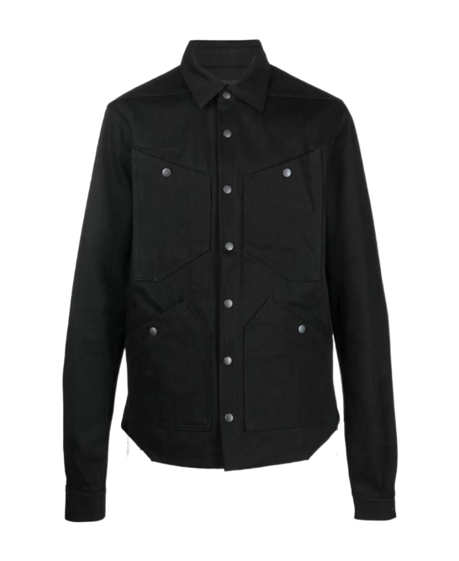 Rick Owens Drkshdw Patch Pocket Cotton Shirt Jacket In Black