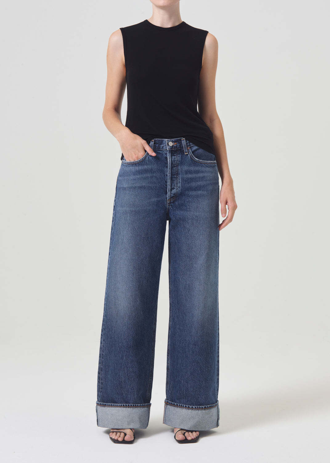 Agolde Dame Rigid High-rise Wide-leg Jeans In Blue