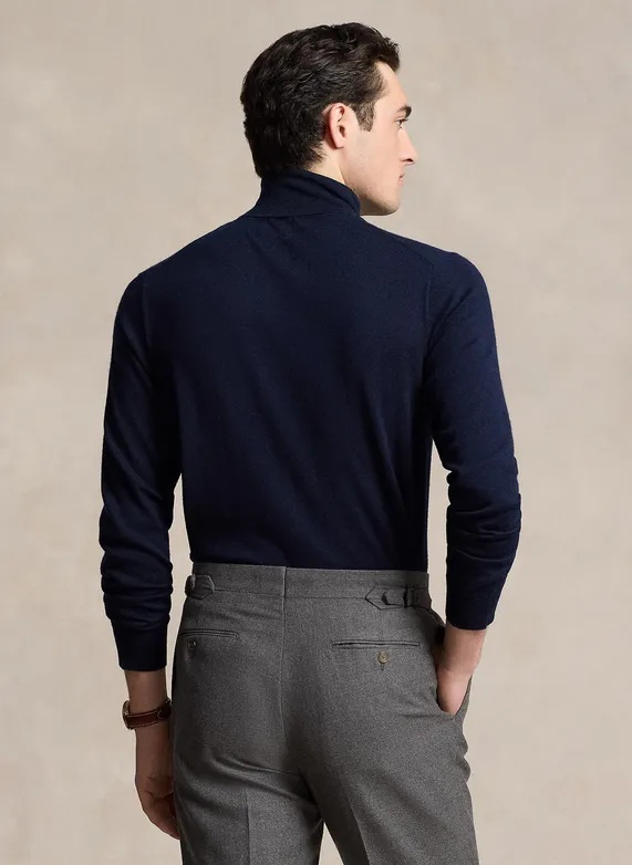 Polo Ralph Lauren Turtleneck Black Wool Long Sleeve Pullover In Black