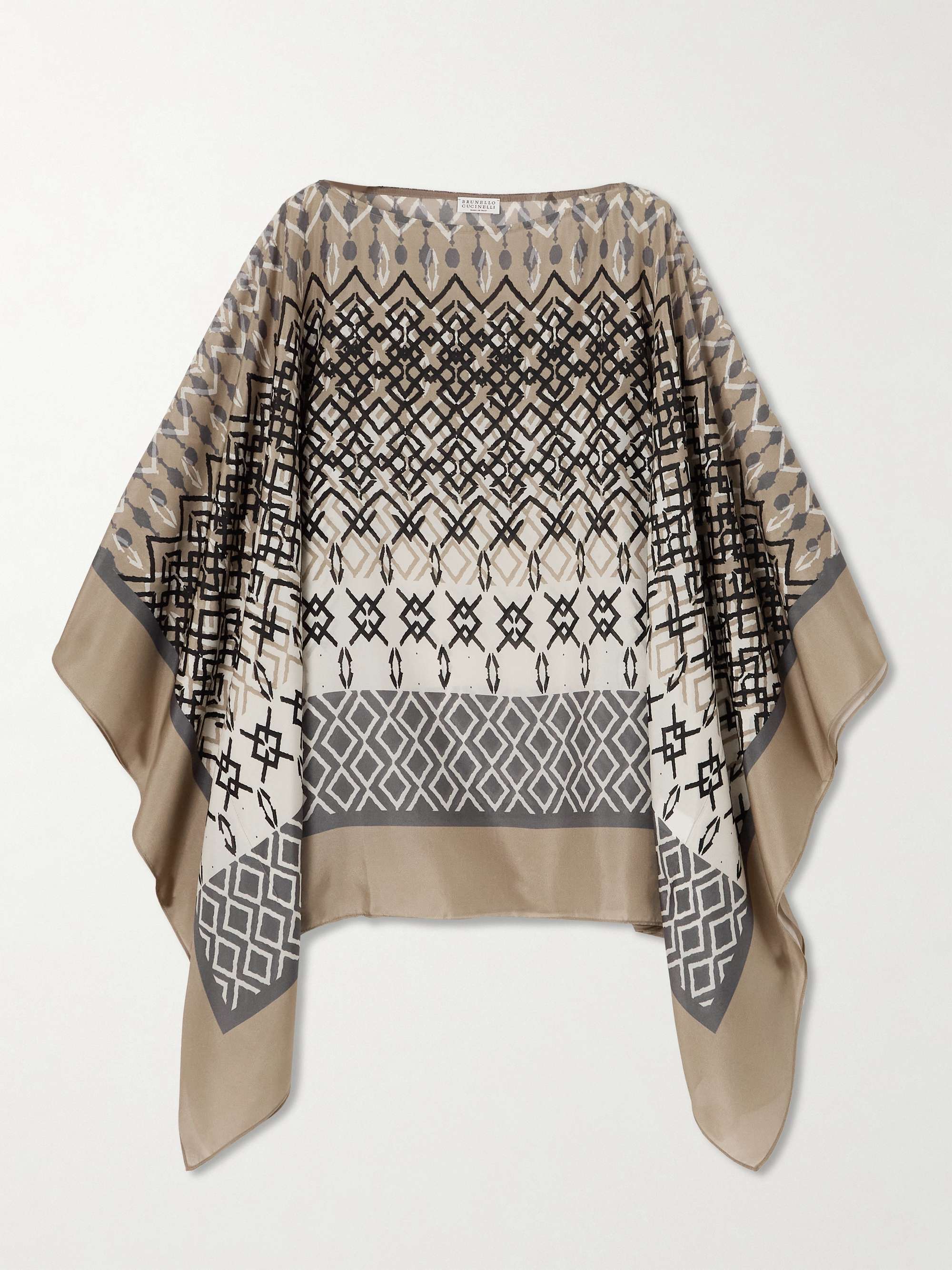 BRUNELLO CUCINELLI GEOMETRIC-PRINT SILK BLOUSE