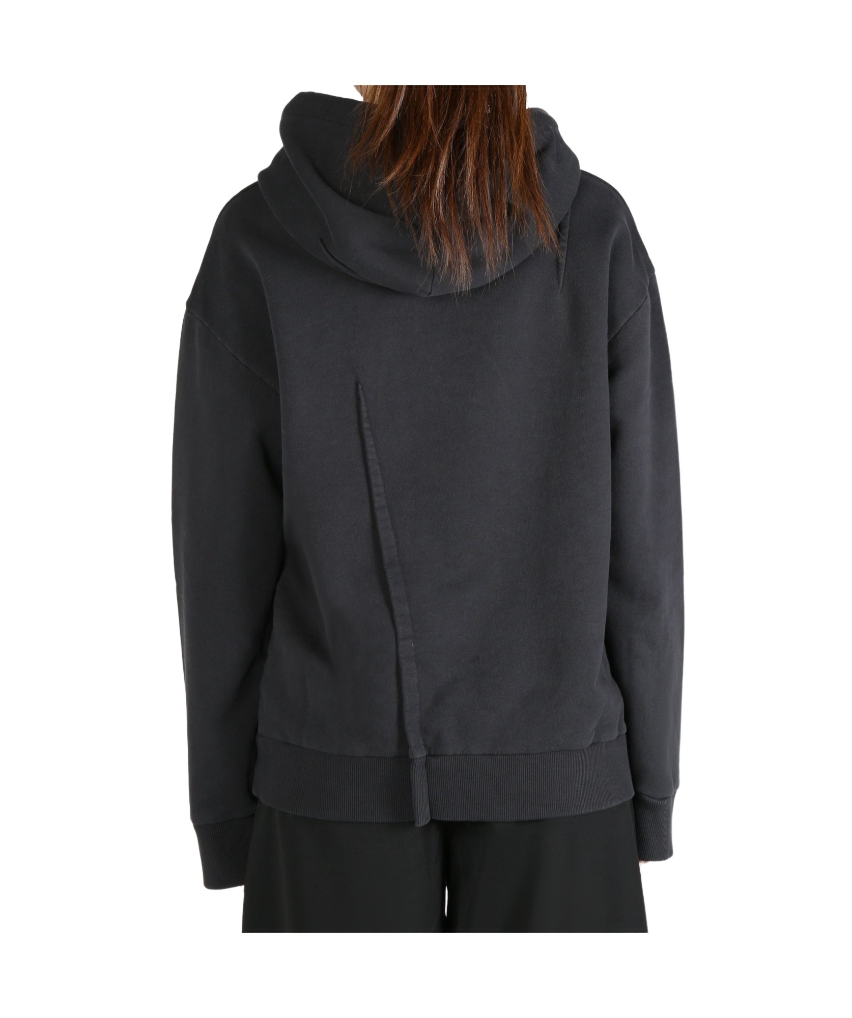 Mm6 Maison Margiela Felpa Con Cappuccio In Jersey Di Cotone Pieghettato In Black
