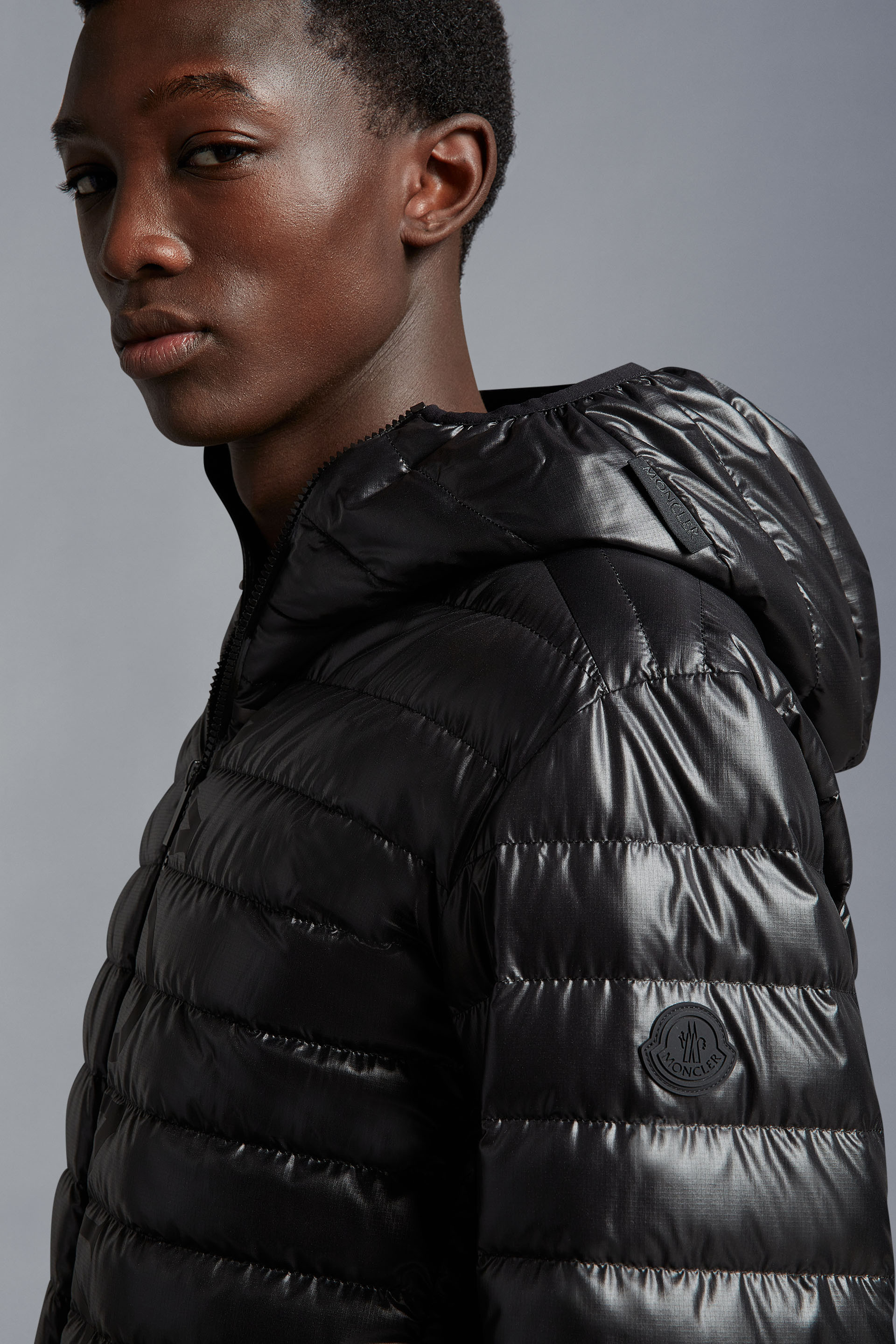 Moncler Tonal Logo-print Padded Jacket In Black