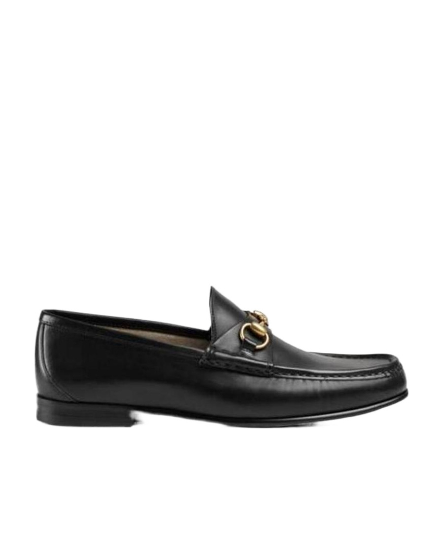 Gucci Men's Black Roos Horsebit Leather Moccasins In Black