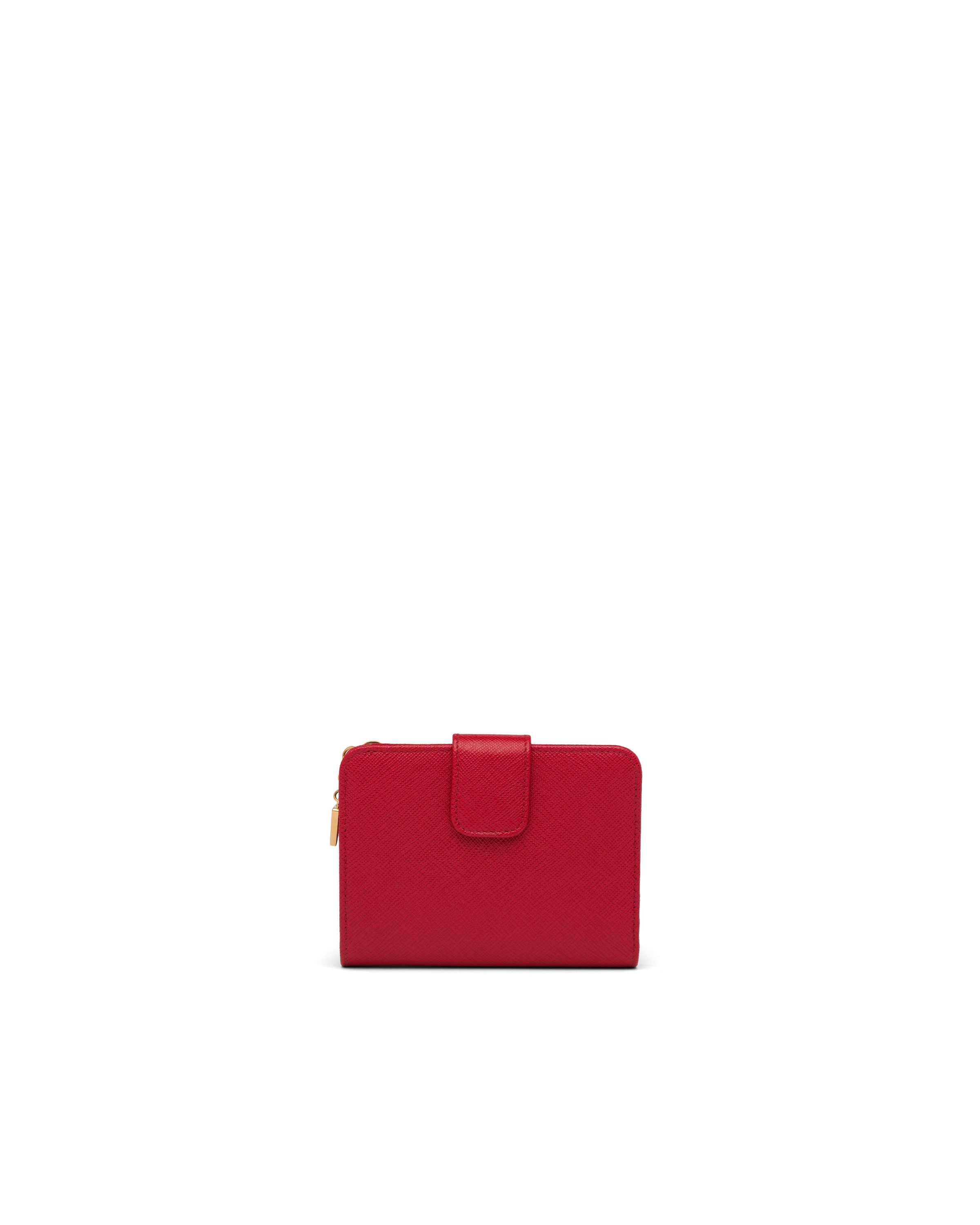 Prada Saffiano Cross Texture Wallet In Red