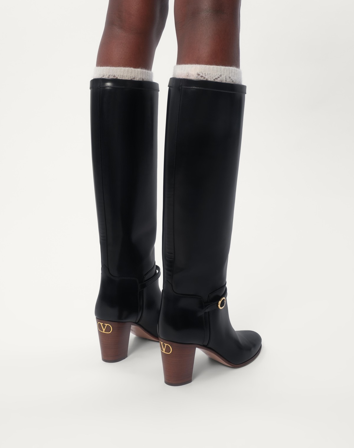 Valentino 75mm Pattie Leather Boots In Black
