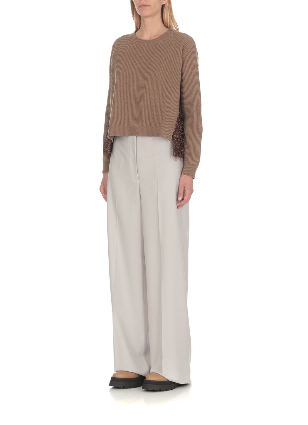 Fabiana Filippi Wool Wide-legged Casual Trousers In White