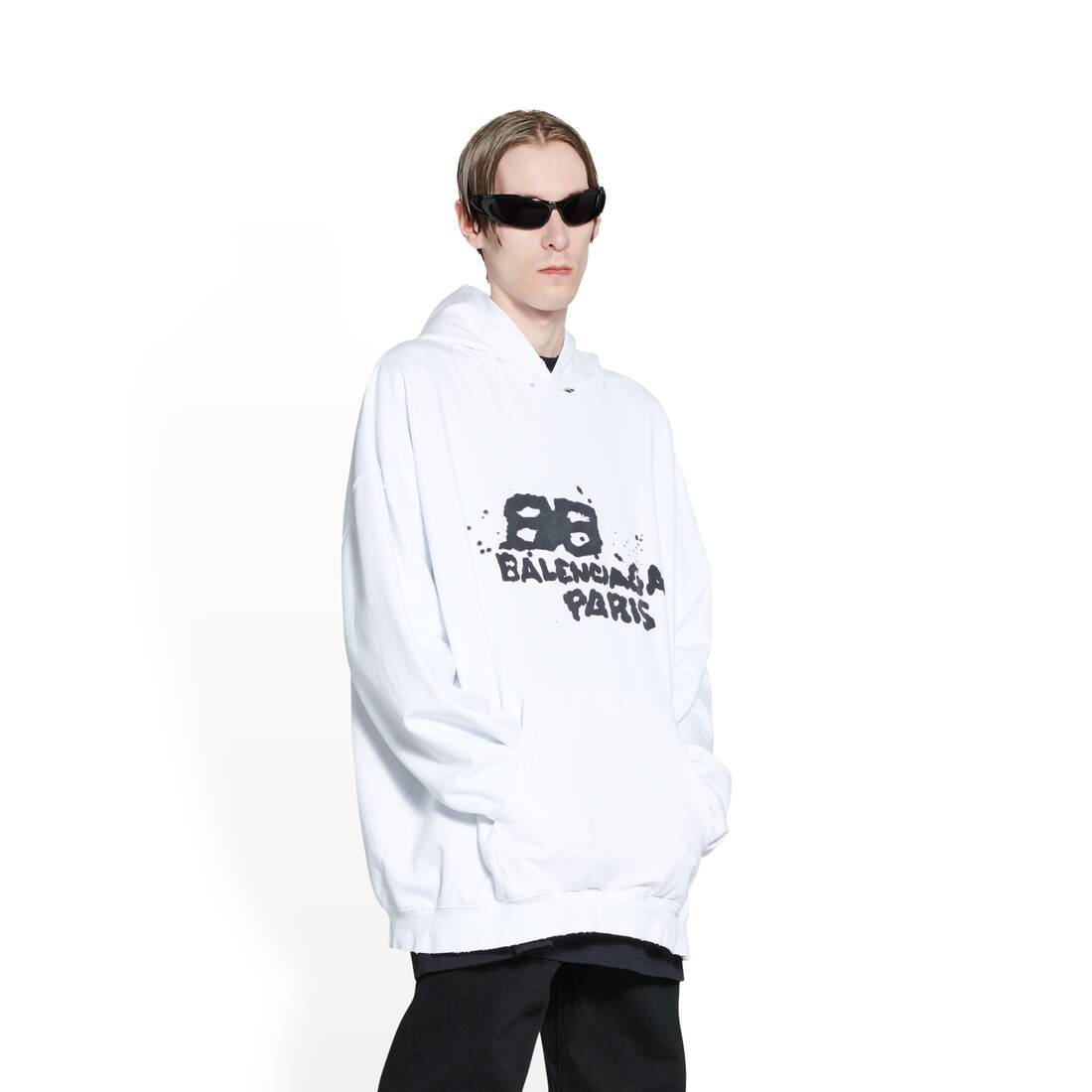 Balenciaga Logo-print Pullover Hoodie In White
