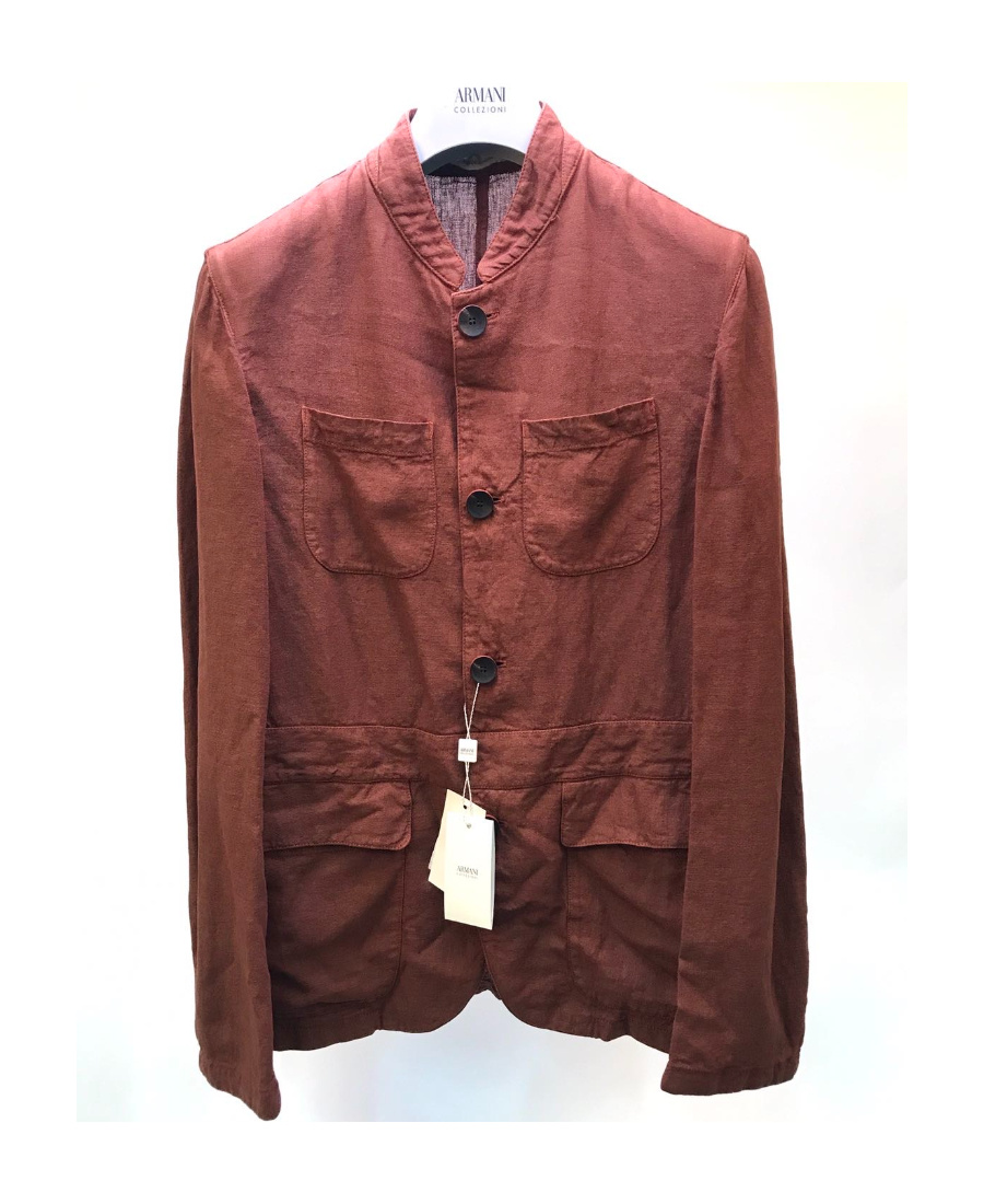 Armani Collezioni Long-sleeved Casual Jacket In Red