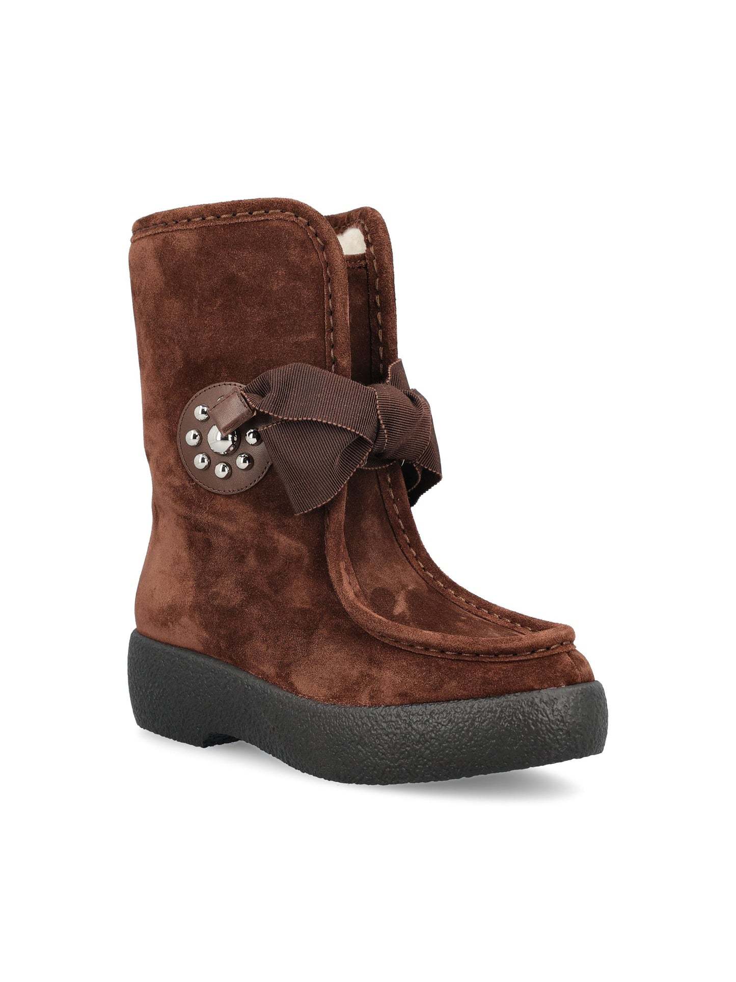 Valentino Studded Ankle Boots In Brown
