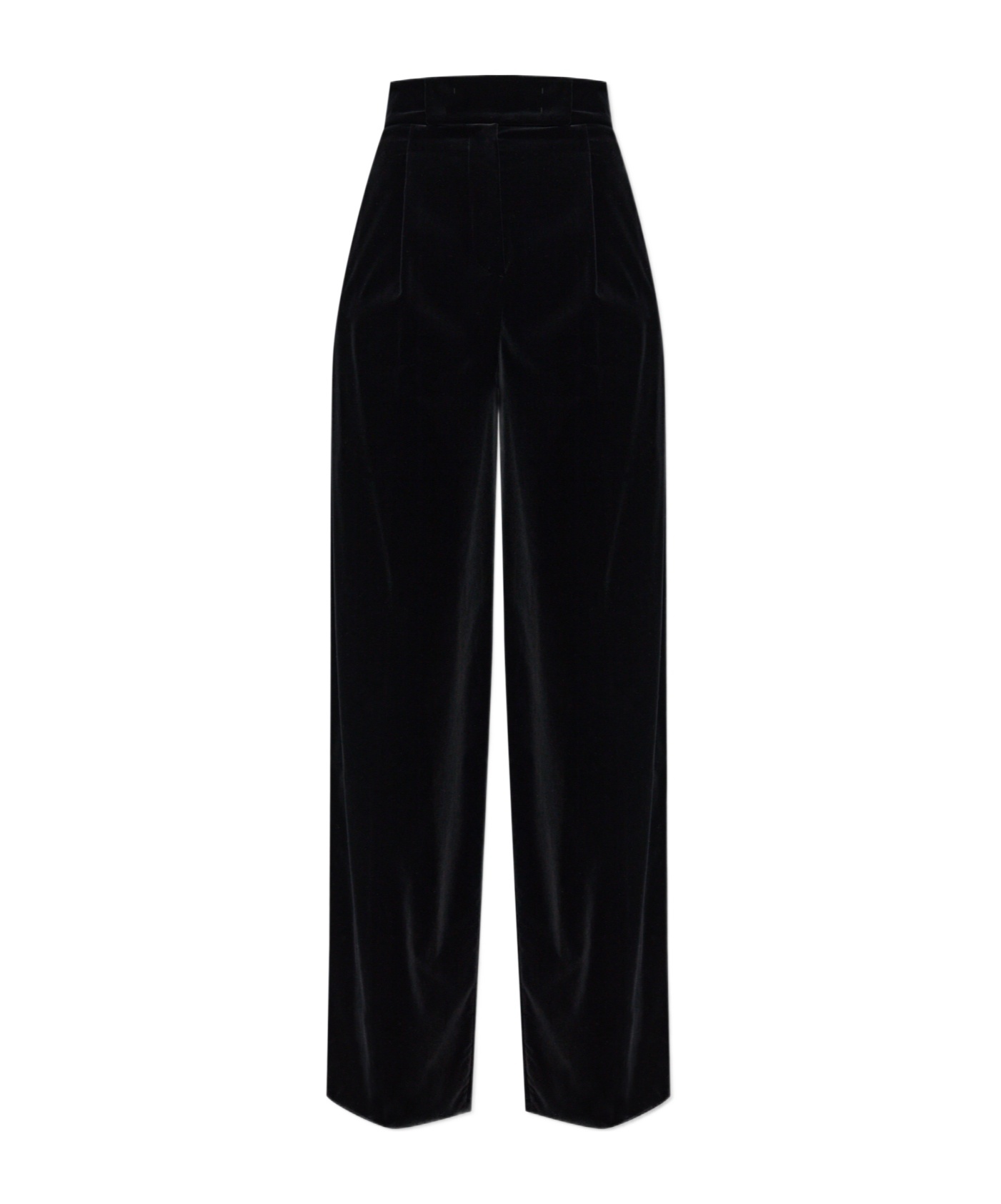 Max Mara High Waist Velvet Wide Leg Trousers In Black