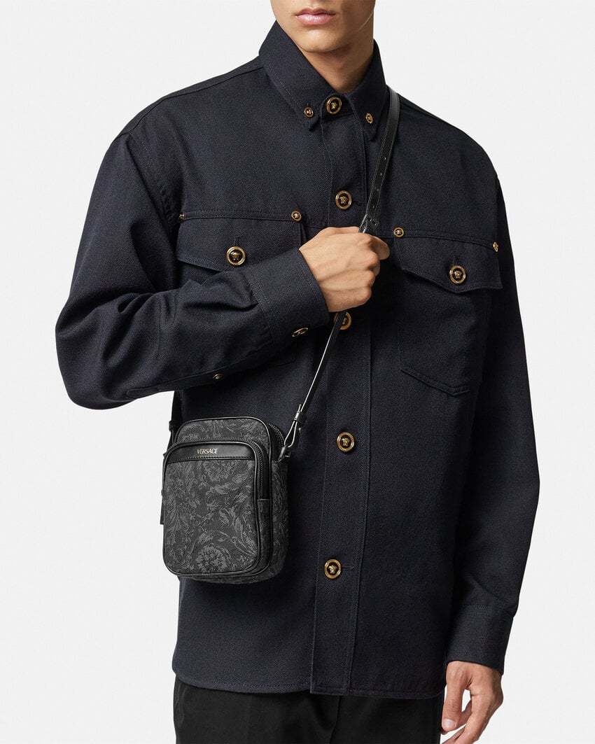 Versace Barocco Athena Crossbody Bag In Black