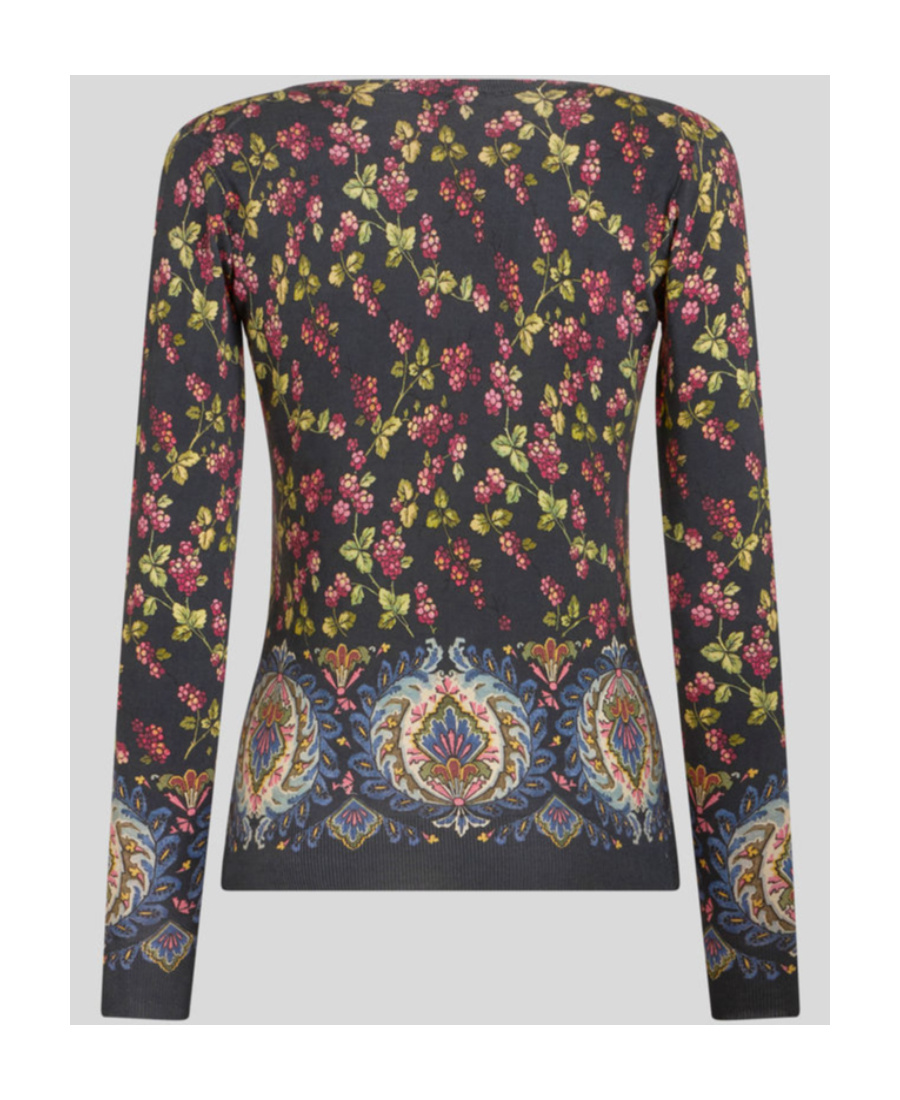 Etro Floral-print Knitted Top In Black
